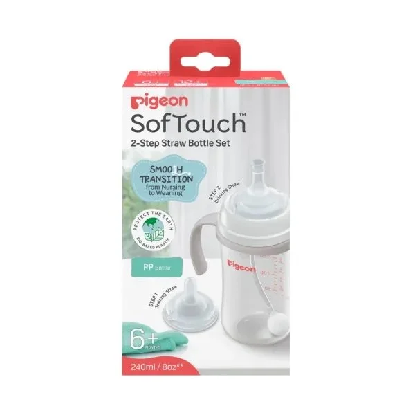 Pigeon Soft Touch 2-Step Straw Bottle Set 6+ Month 240 ml