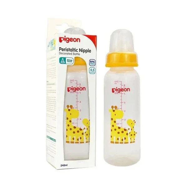 Pigeon Slim Neck Decorated Bottle 240 ml Animal (Yellow Giraffe)