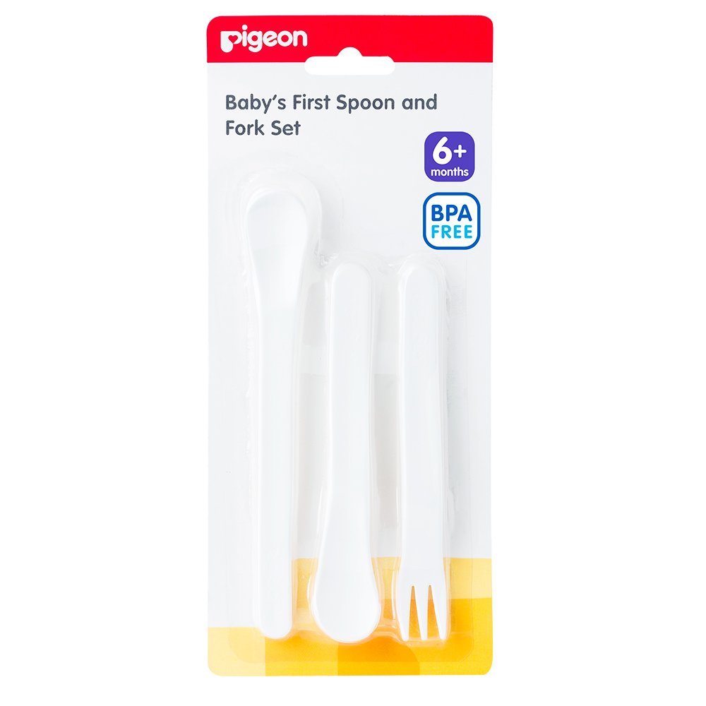 Pigeon Plastic Spoon & Fork Set L/Coro