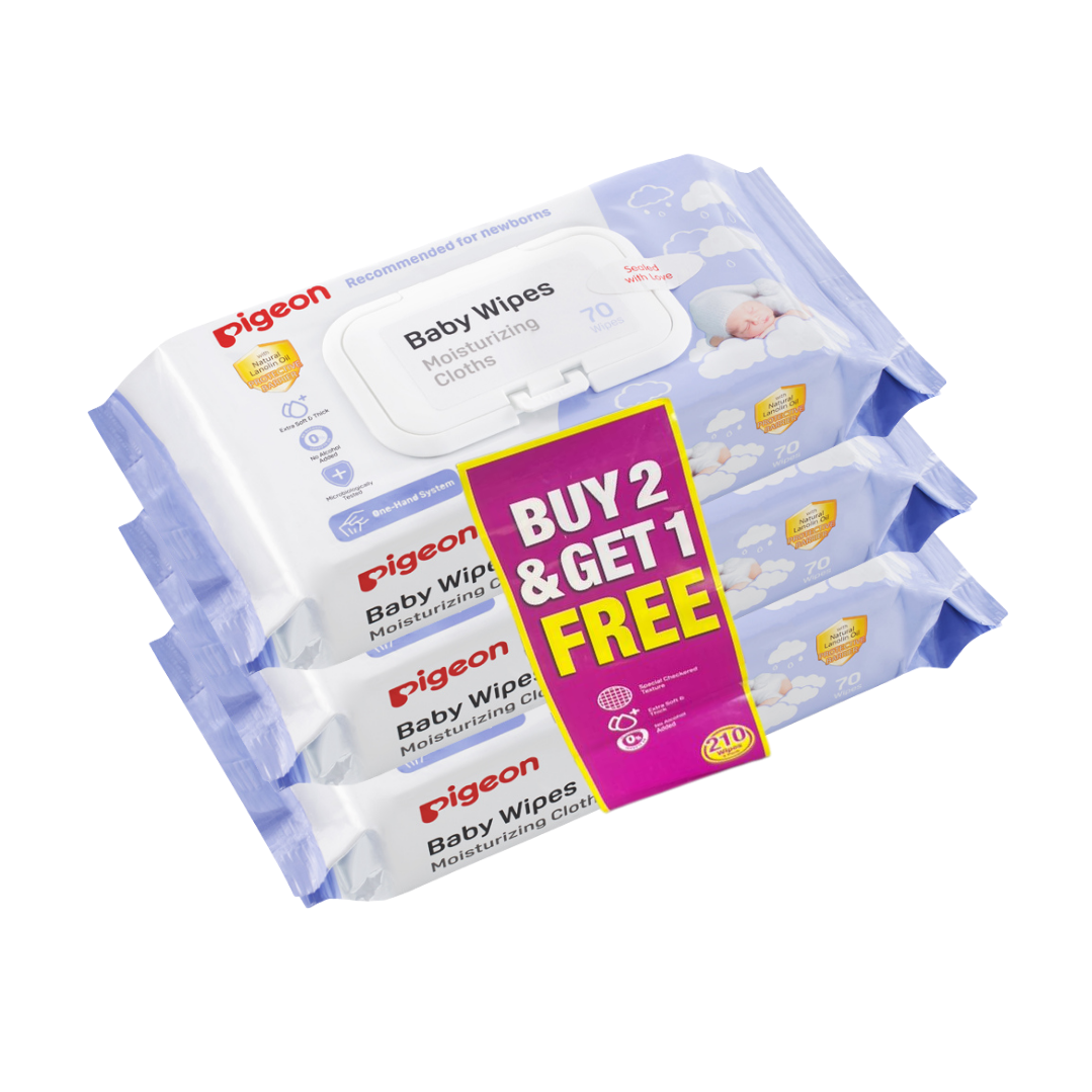 Pigeon Baby Wipes Moisturizing Cloths 70 Pcs 2+1 Free