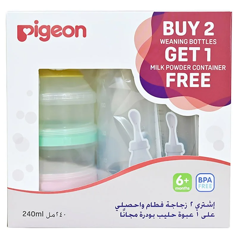 Pigeon Weaning Bottle 240 ml 2 Pcs + Milk Container Free