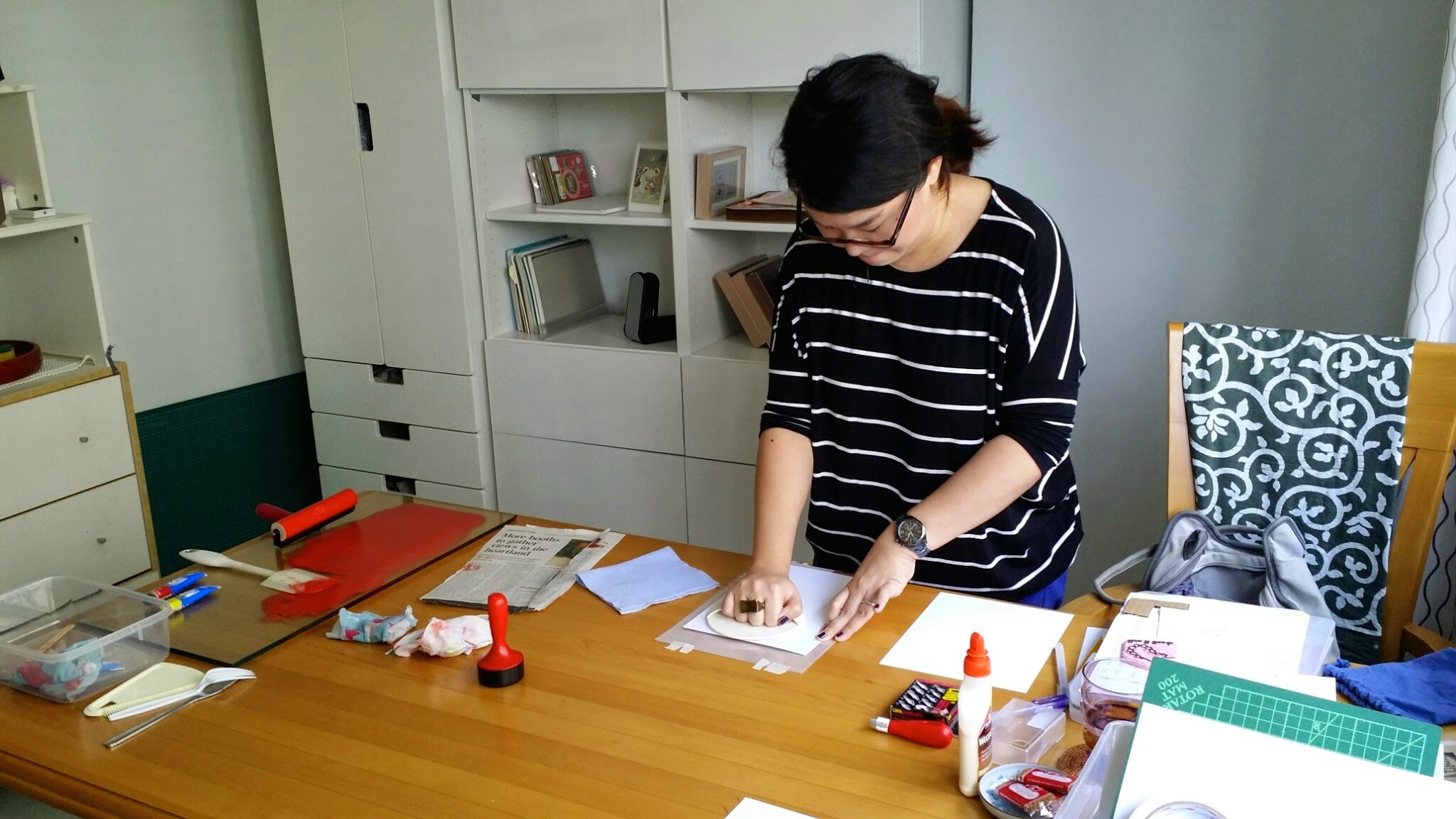 Using a disk barren from Japan to print. 