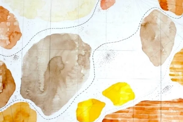 Temasek Travel – The Voyage , mixed media on canvas frame, 30 x 41 cm, 2014. Price on application. Historic voyages made on the trade winds through South East Asia are referenced in this work. Maritime voyages, land conquests and territorial chartering determined boundaries and political interests. Now easily able to be seen from an airplane, the shapes of the land are also a reminder of a sense of place, our travels and those made by people before us.