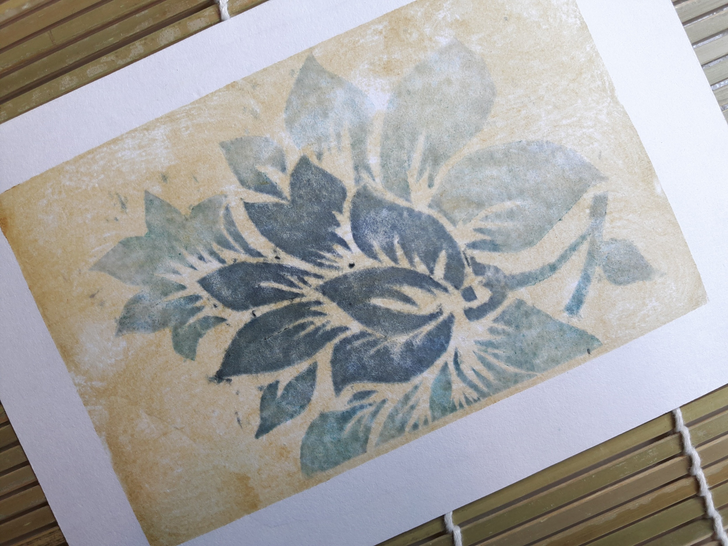 Three-colour print using watercolour inks. 