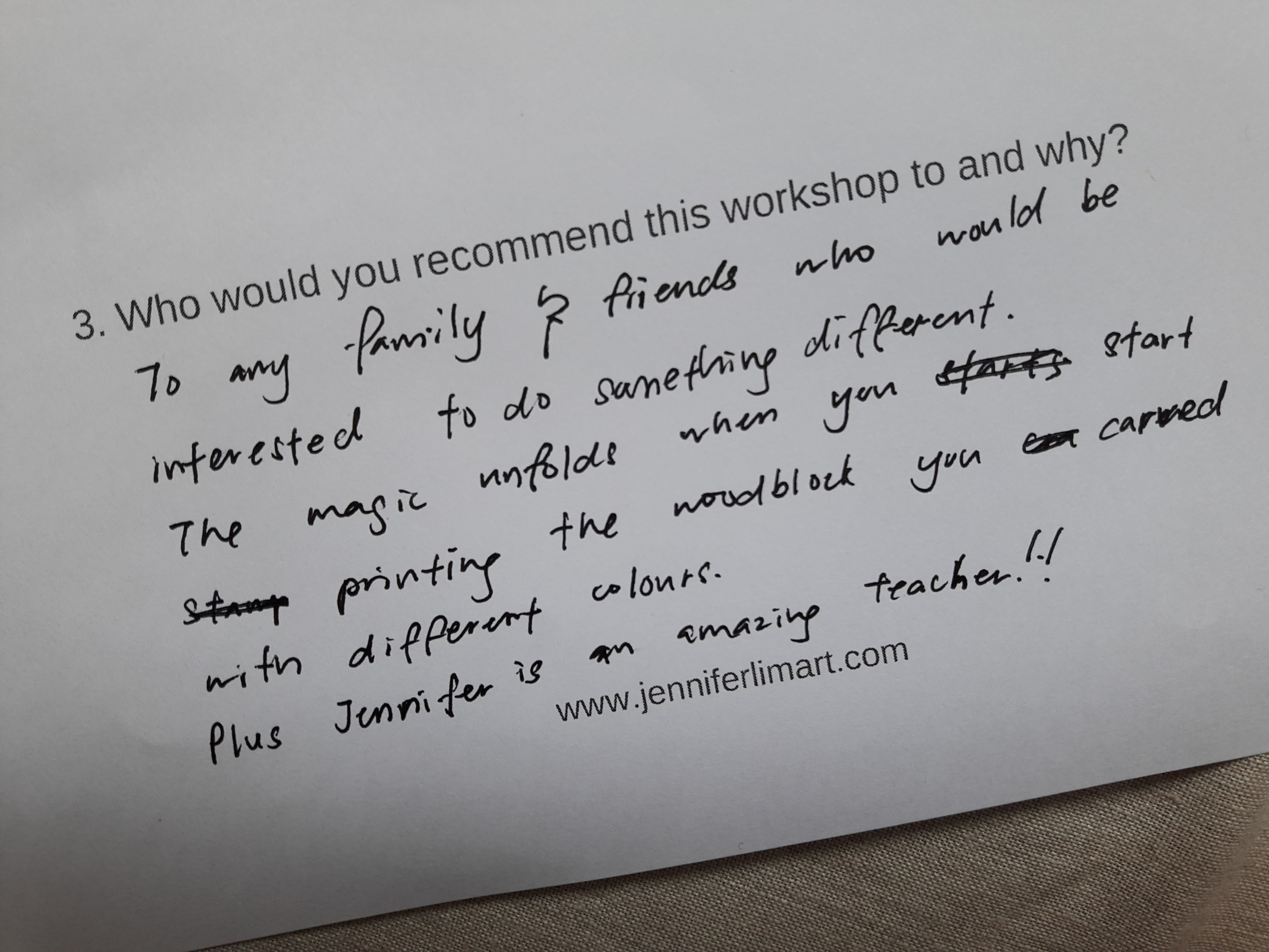 Some comments about my workshop. 