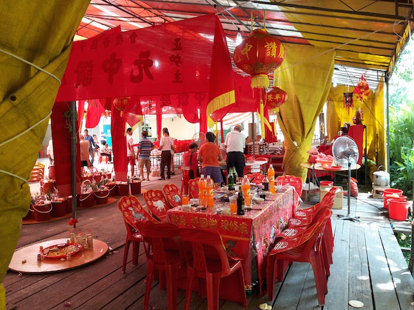 A banquet being prepared for those from afar! Note the special covers on the chairs just in case you thought about sitting down. 