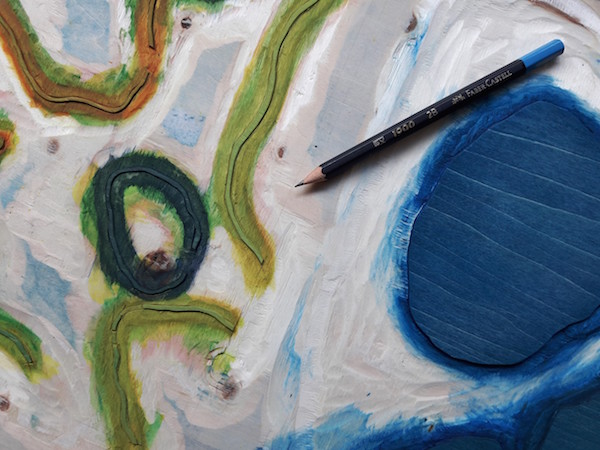Carving both fine lines and larger sections. 