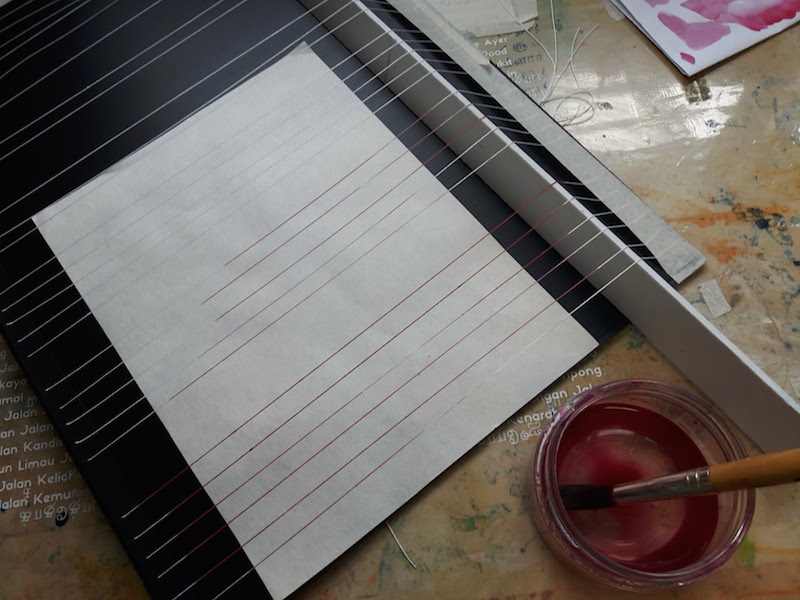 My 'patented' thread printing technique. Combines my interest in textiles with printmaking! 