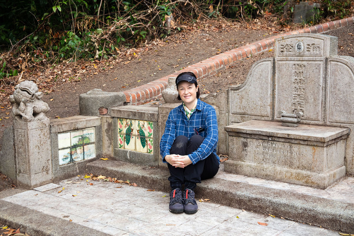 At the tomb of my Peranakan great-grandparents at Bukit Brown Cemetery