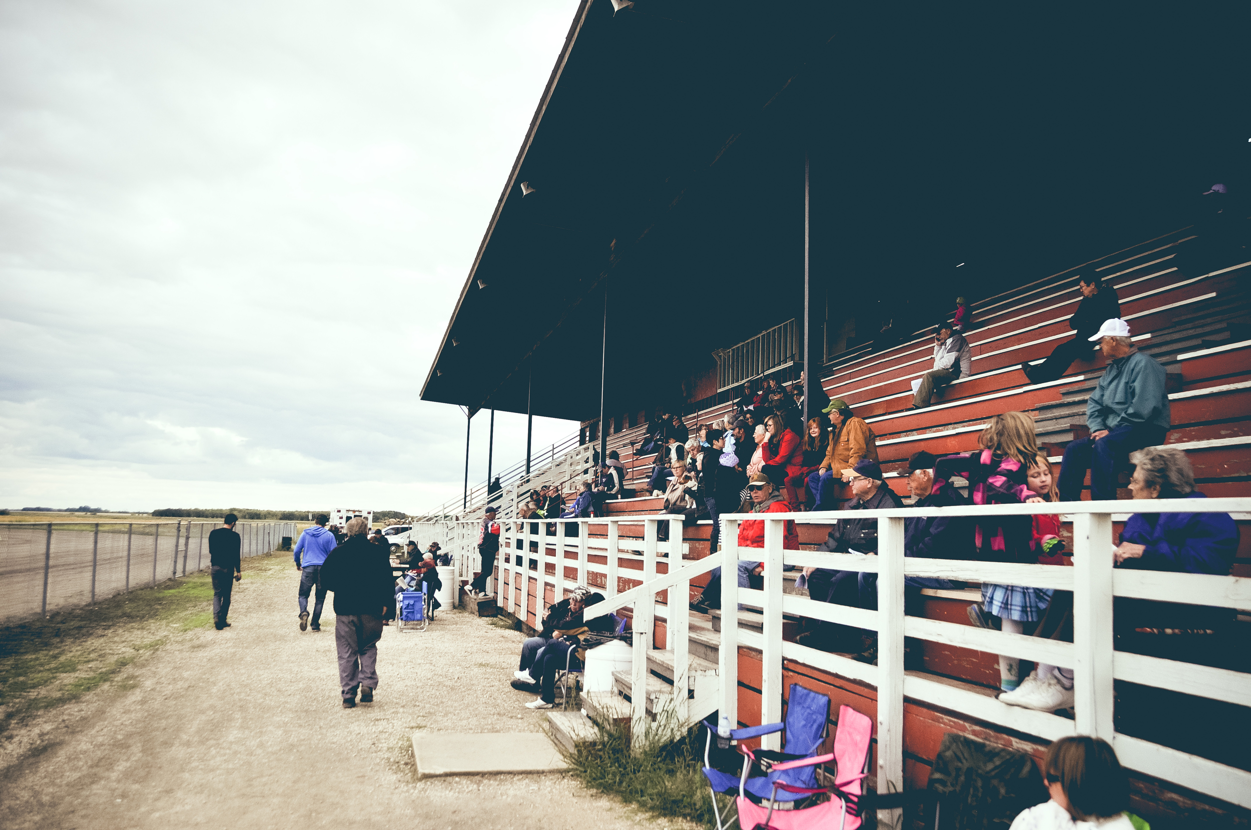 The stadium and locals out to watch the race