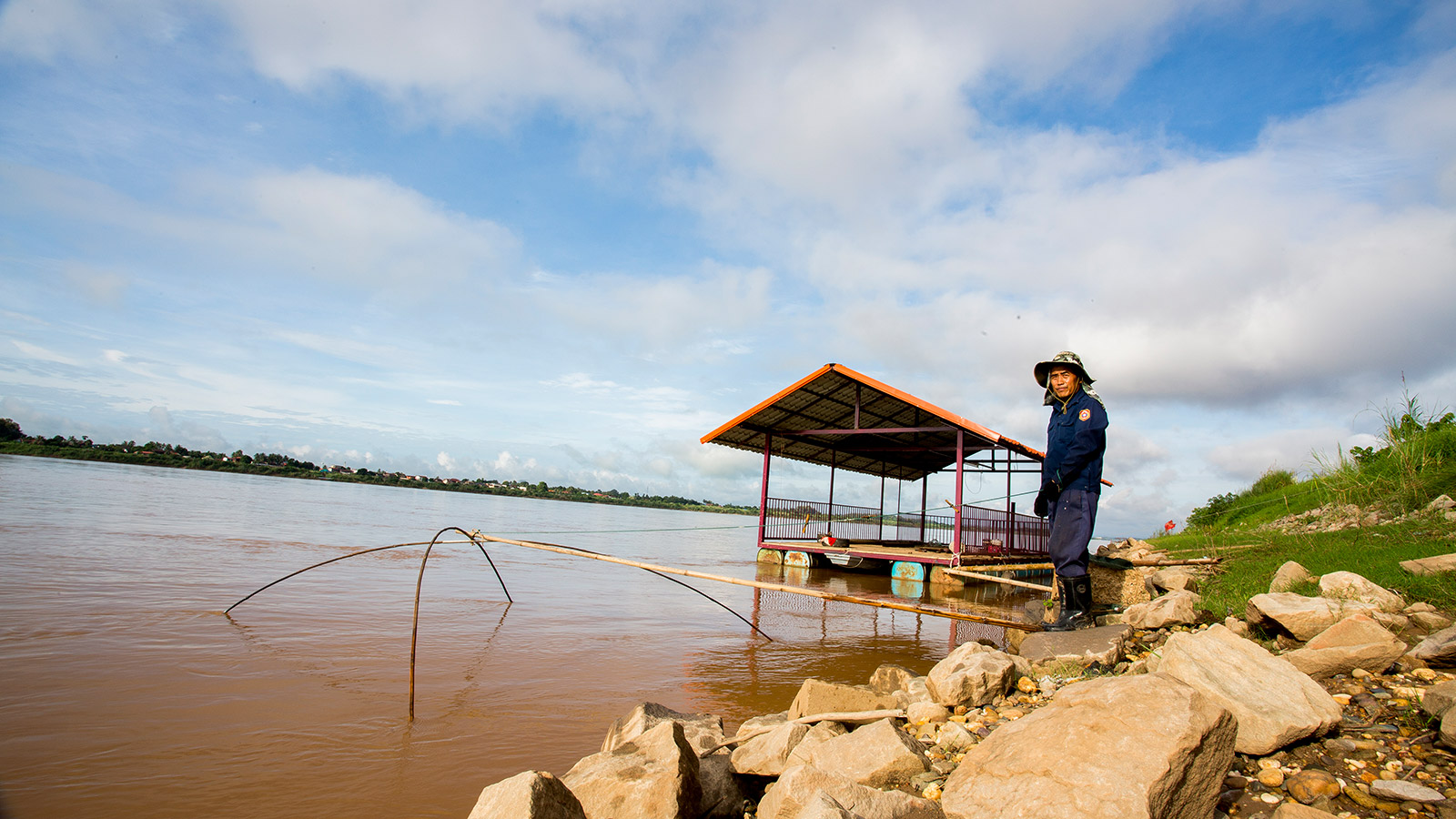 Fisherman on the Mekong in Laos