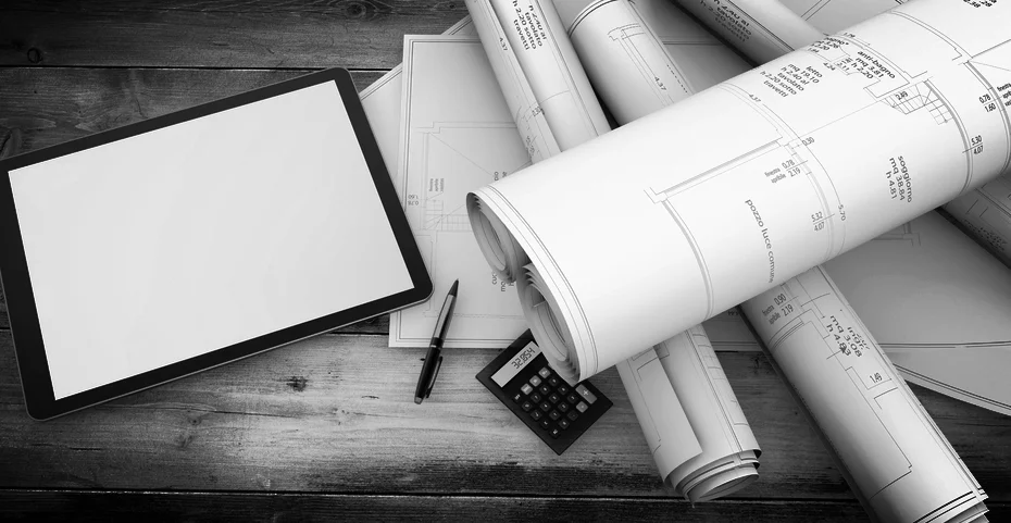 Blueprints, Calculator and Tablet.jpg