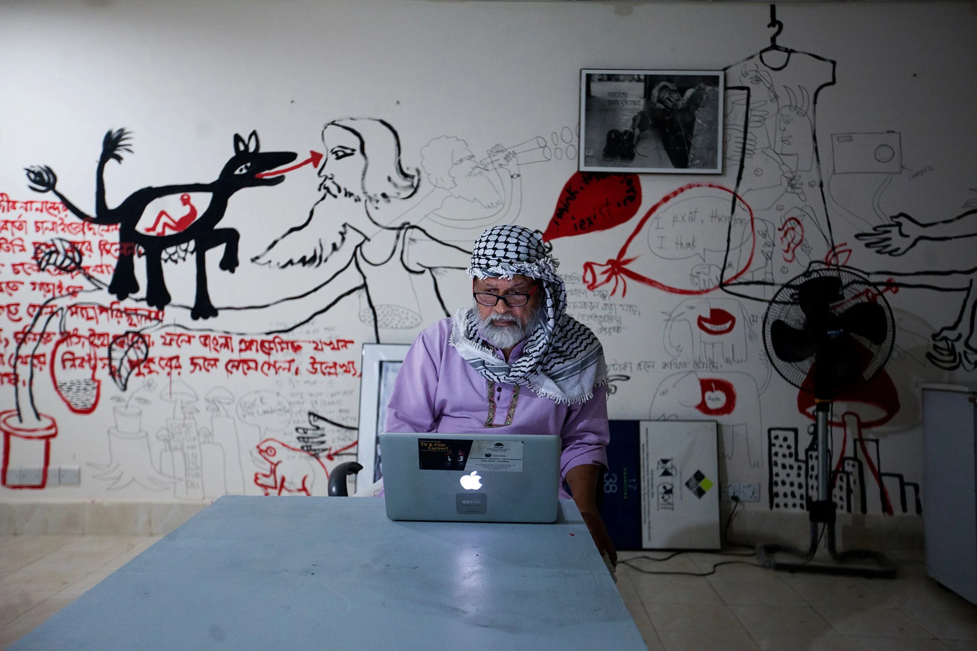 Shahidul Alam in the Chobi Mela Office | Photo: Nabil Rahman