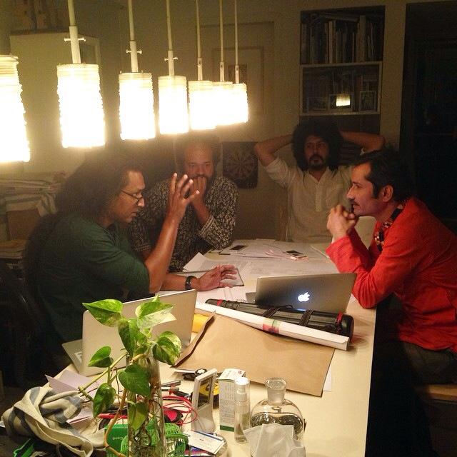 The curators at work in Salauddin Ahmed's office. Photo: Nabil Rahman