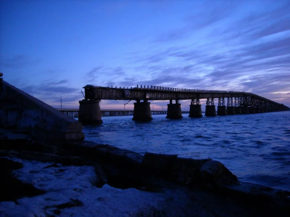 View of the western side of the abandoned Bahia Honda Railroad/Road bridge.