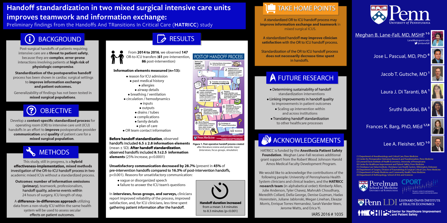 International Anesthesia Research Society Annual Meeting, May 2016, San Francisco, CA