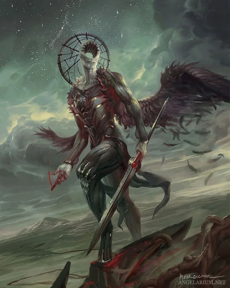 Simikiel, Angel of Vengeance 👼 Swipe for details➡️ Last frame by @onebadking😍
.
Call his name and he shall come
Speak your words of betrayal and he will be at your side
Pierce the sword into the hearts of thine enemies
Gain retribution but be warned,
for vengeance carries a double edged sword
Do harm upon the undeserving
he shall bring his wrath upon you three fold .
.
.
.
.
.
#angelarium #petermohrbacher #encyclopediaofangels #reaper #fallenangel #art #death #surrealism #creepy #fantasyart #horrorart #mycreativebiz #artistofinstagram #digitalartist #sword #blood #wings #illustration #instart #digitalpainting #artistic #artoftheday #creative #artwork #skyscape #originalartwork #painting #photoshop #vengeance #darkart