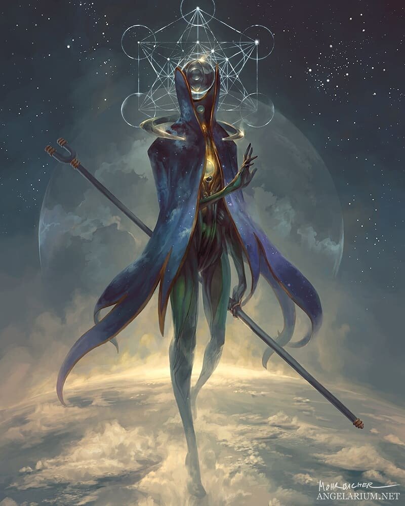 Eistibus, Angel Of Divination 🌙⭐🌎 Swipe for details➡️ AngelCon exclusive print available until Aug 31. Link in bio.
.
Eistibus grant me the power that I may learn to see the patterns around me.
That I can distinguish shadows from darkness.
That I m