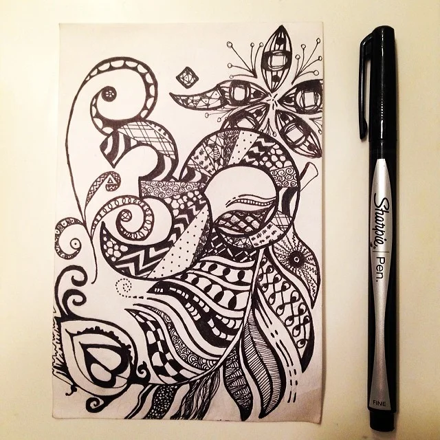 Feeling so peaceful and serene. Thank you @shanti3yoga awesome class! #yoga #peace #doodlingdoods #doodles @sharpie #feather #flower #om #workout #serene #goodvibes #creativework #design #art #sketch