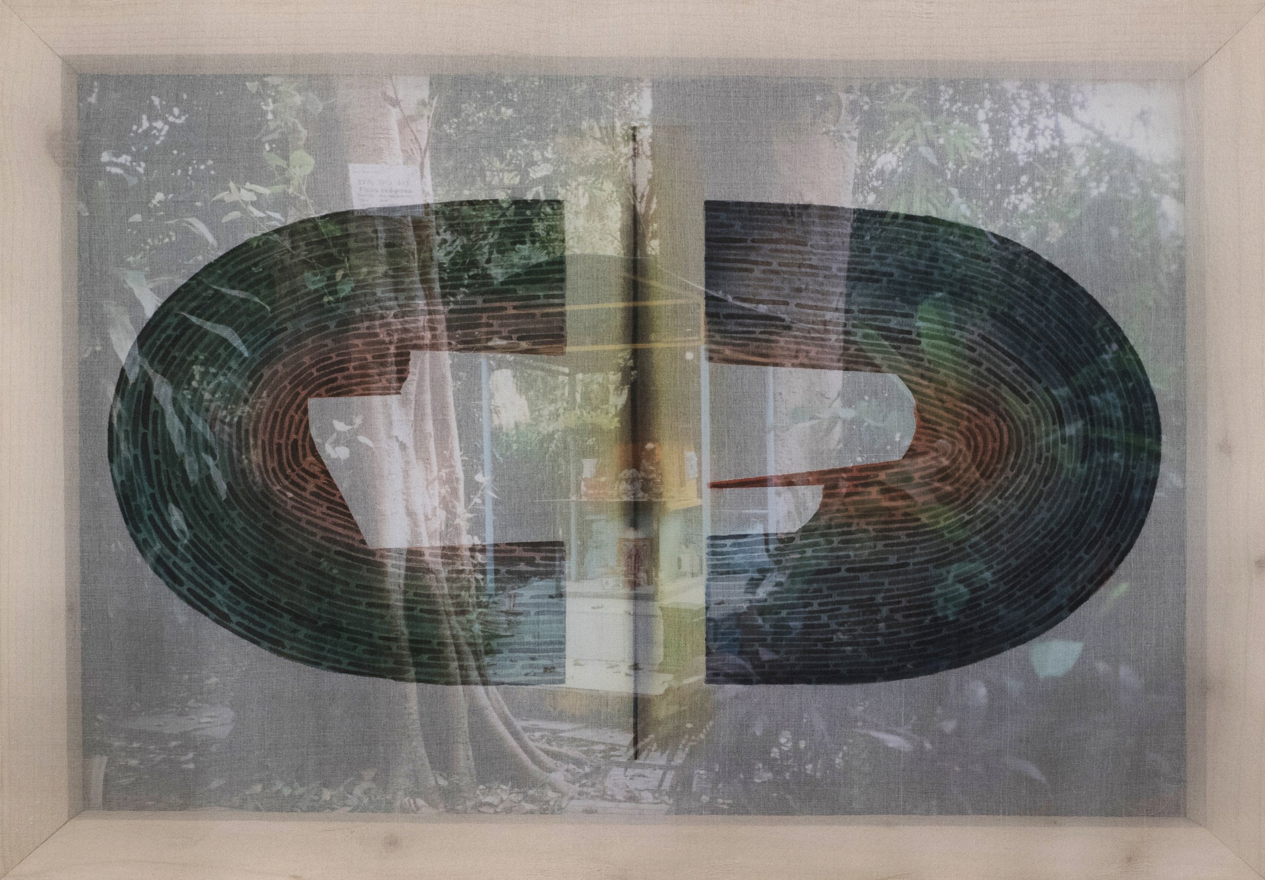    Circulations 1  . 2021. Ink and watercolor painting on silk, inkjet pigment print on archival paper.  50 x 35 x 3.5 cm   