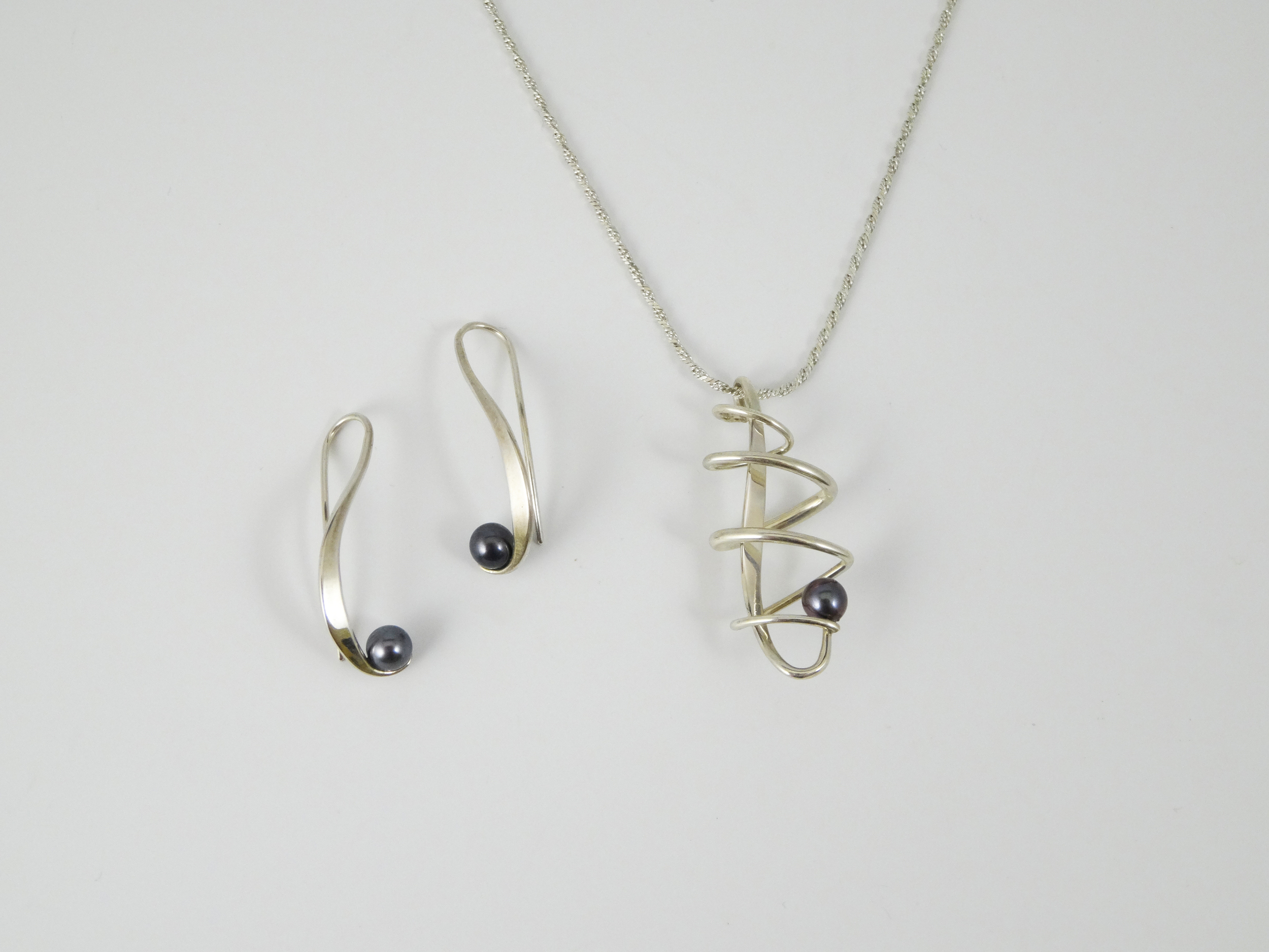 Pearl Pendant and Earrings