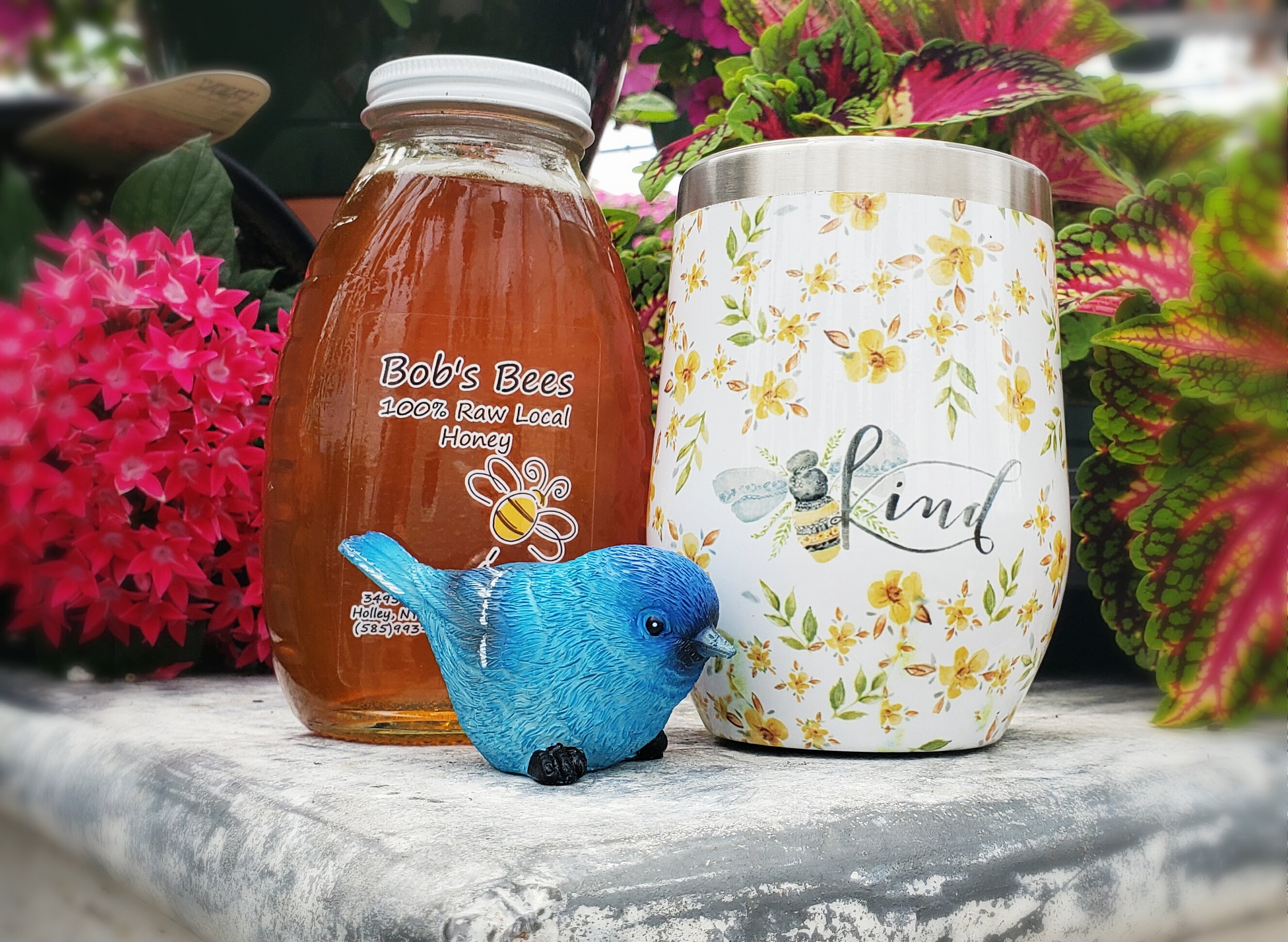 Raw Honey, Tumbler, and Bird