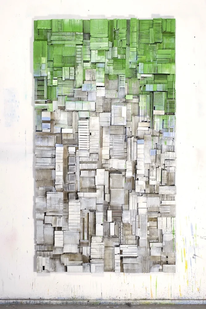 2014, HDF, Karton, Gewebe, Spachtel, Farbe, 180 cm x 100 cm 