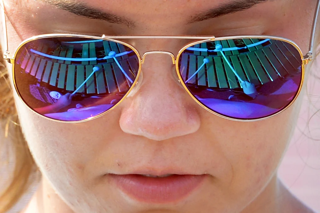  Vero Beach High School senior Caroline Kirkendall concentrates on working through the new keyboard music for the 2017 marching band season, Wednesday, Aug. 2, 2017, during the second week of summer band camp in Vero Beach. "This year's show is calle