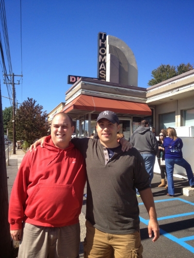 Stevo and I in front of our favorite N.Y. diner.