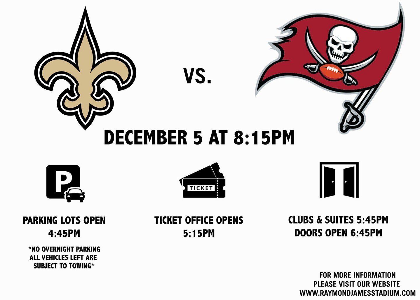Know before you go to the Saints vs. Buccaneers game on Monday!