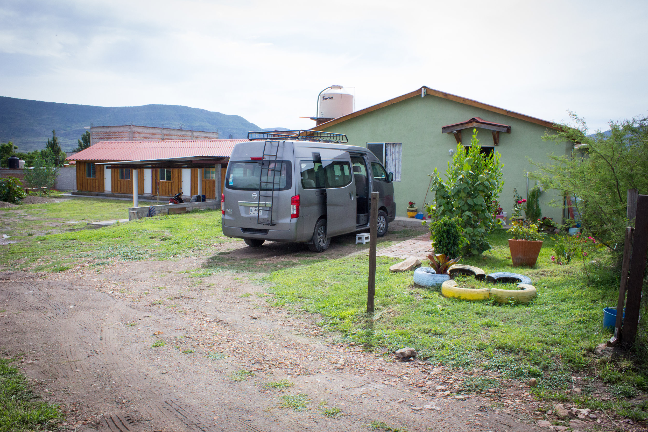  In Mitla, Oaxaca, at the home of Diego and Luz Elena. The building in the background is the beginning of a church. It also contains a small apartment where Chuey and Marisol live. 