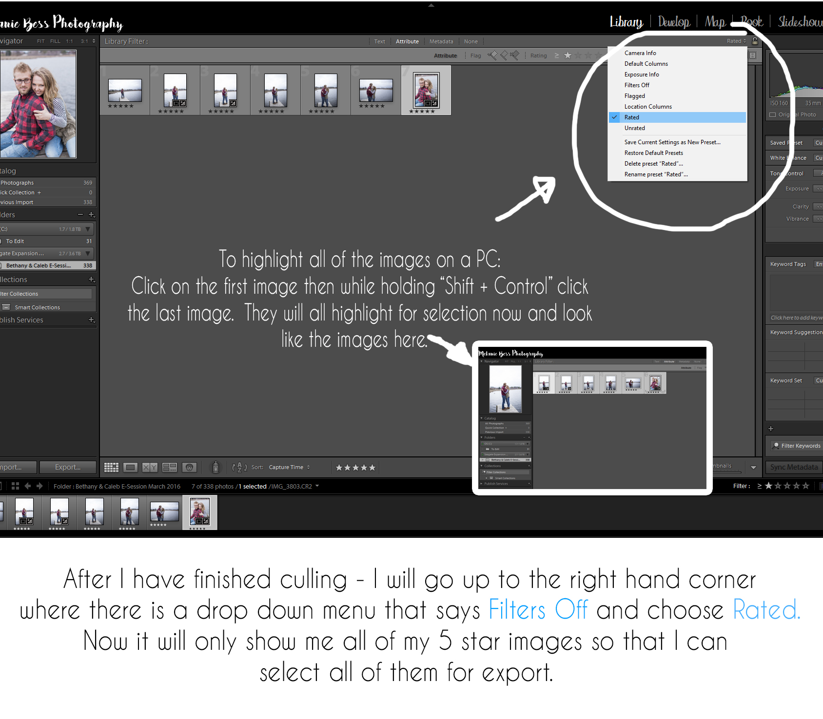 STEP TWO - SELECT YOUR FINAL IMAGES FOR EDITING