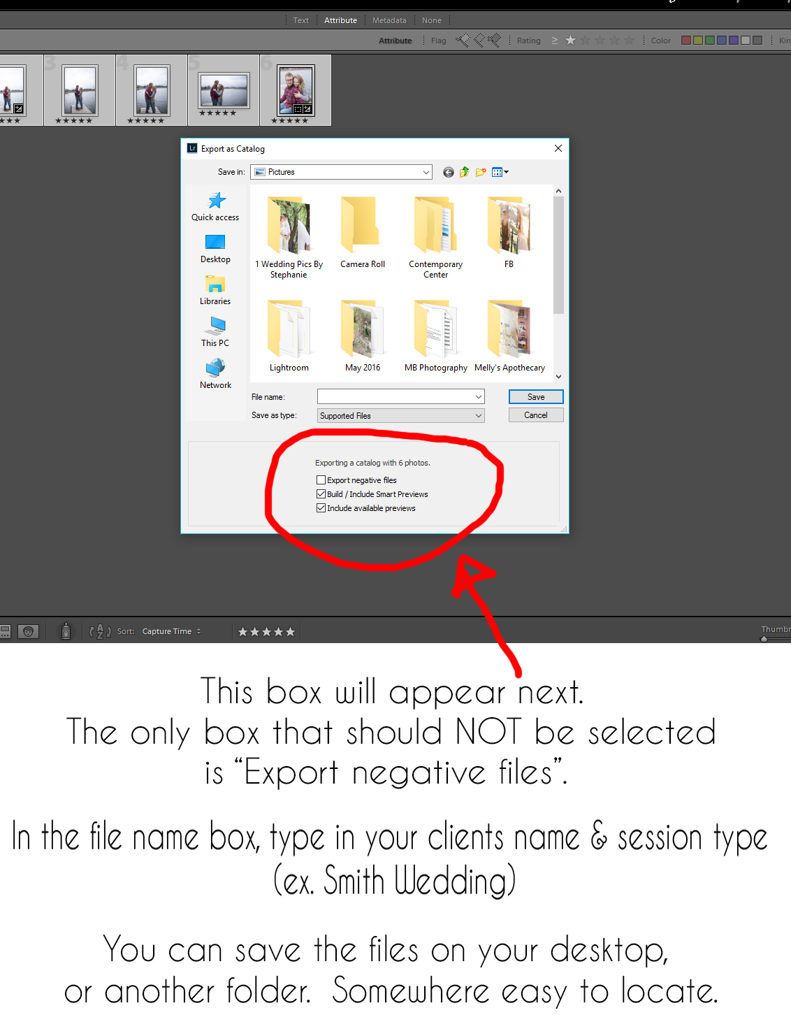 STEP FOUR - EXPORT SETTINGS - IF you have selected pictures that are your culled images, there will also be a 4th box that says "export selected pictures only" and you will want to click that box! 