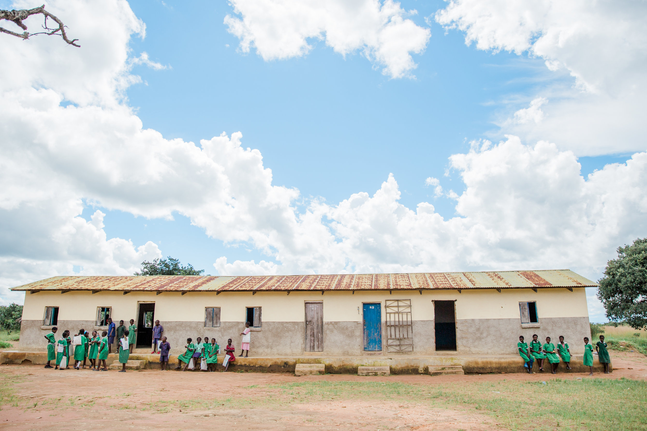 The school house in Chileshya, Zambia. Different parts of the day and/or different days were dedicated to different age groups. Not all children attend school at the same time. 