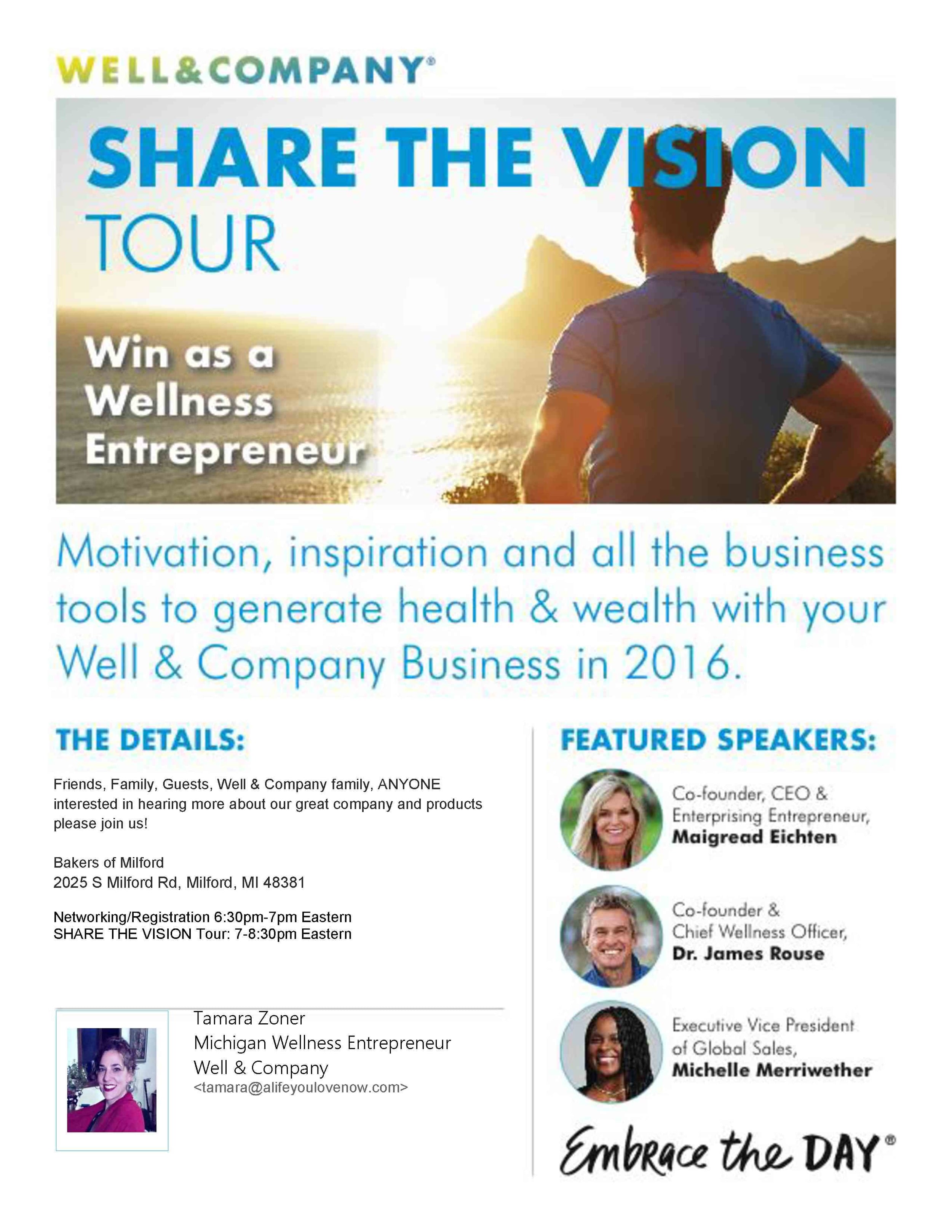 Share the Vision Tour - Inspiring Free Health & Wellness Talk