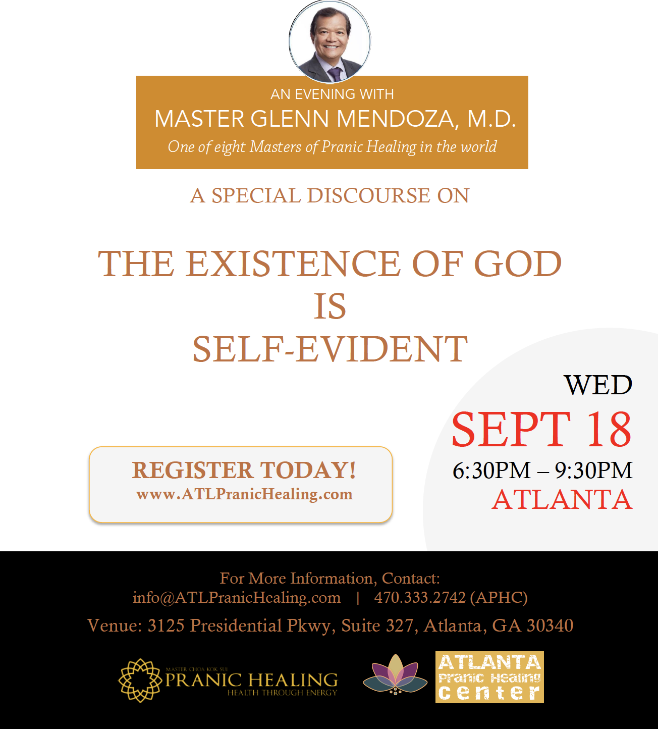 [Lecture WED, SEPT 18] An Evening with Master Glenn: A Discourse on The Existence of God is Self-Evident