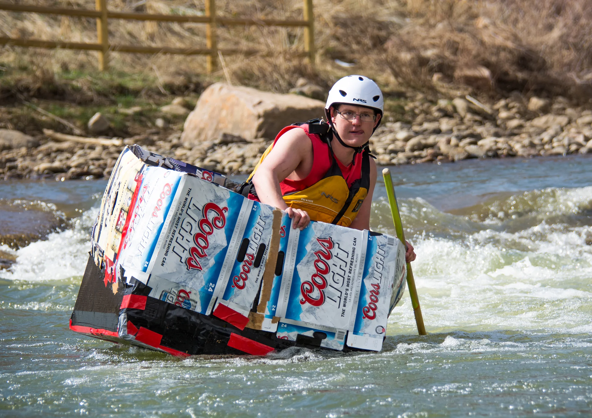 Tongue Out and Focused on the Coming Rapids