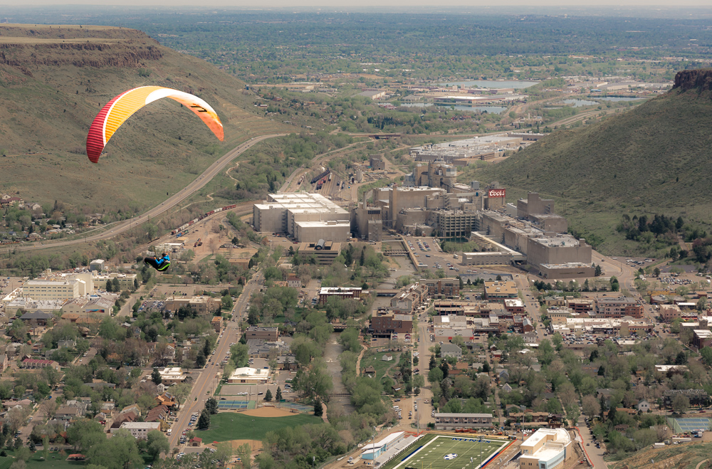 "Paragliding above Golden, Colorado"