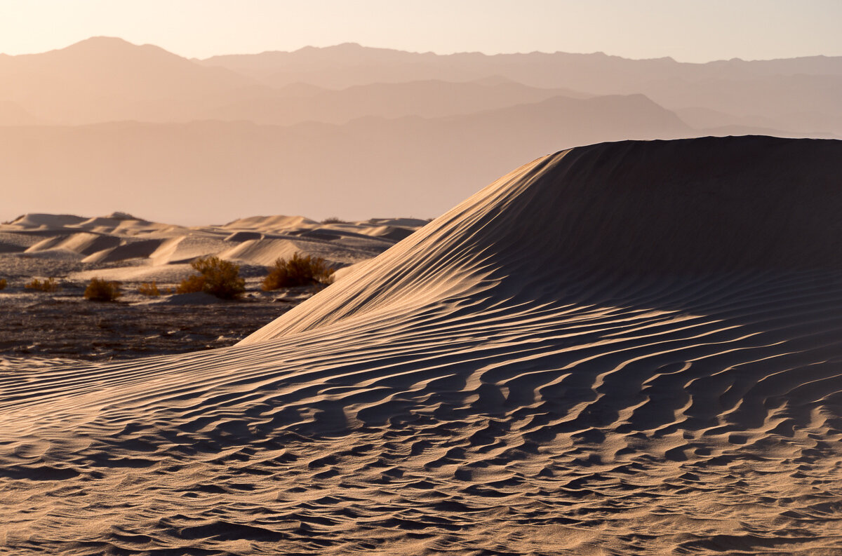 Shadow on Death Valley Sand Dunes