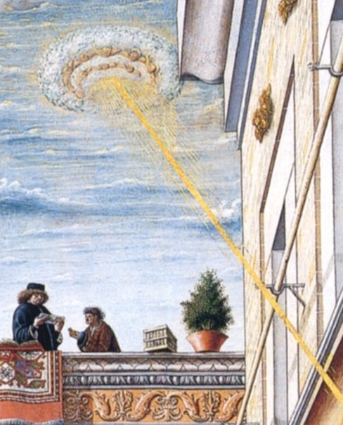 Closeup image of the painting by Carlo Crivelli (1430-1495) called "The Annunciation with Saint Emidius".