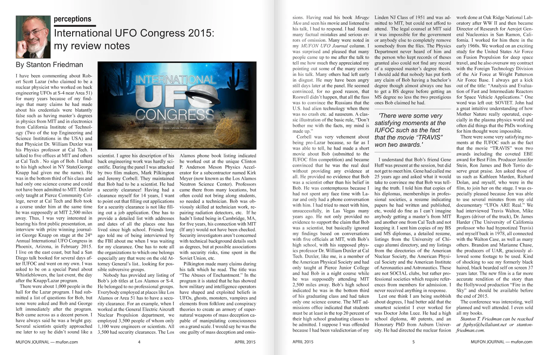 MUFON JOURNAL - APRIL 2015