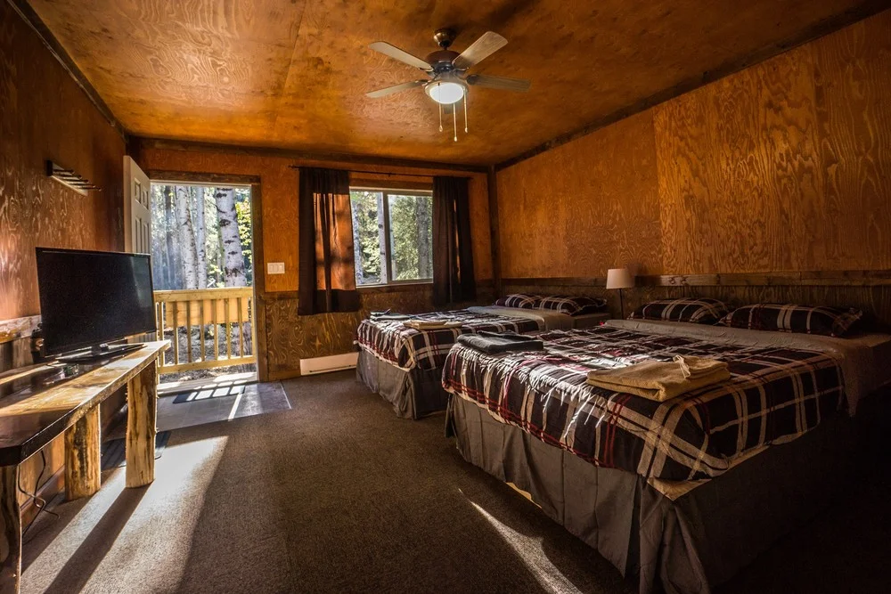 Inside of a cabin.