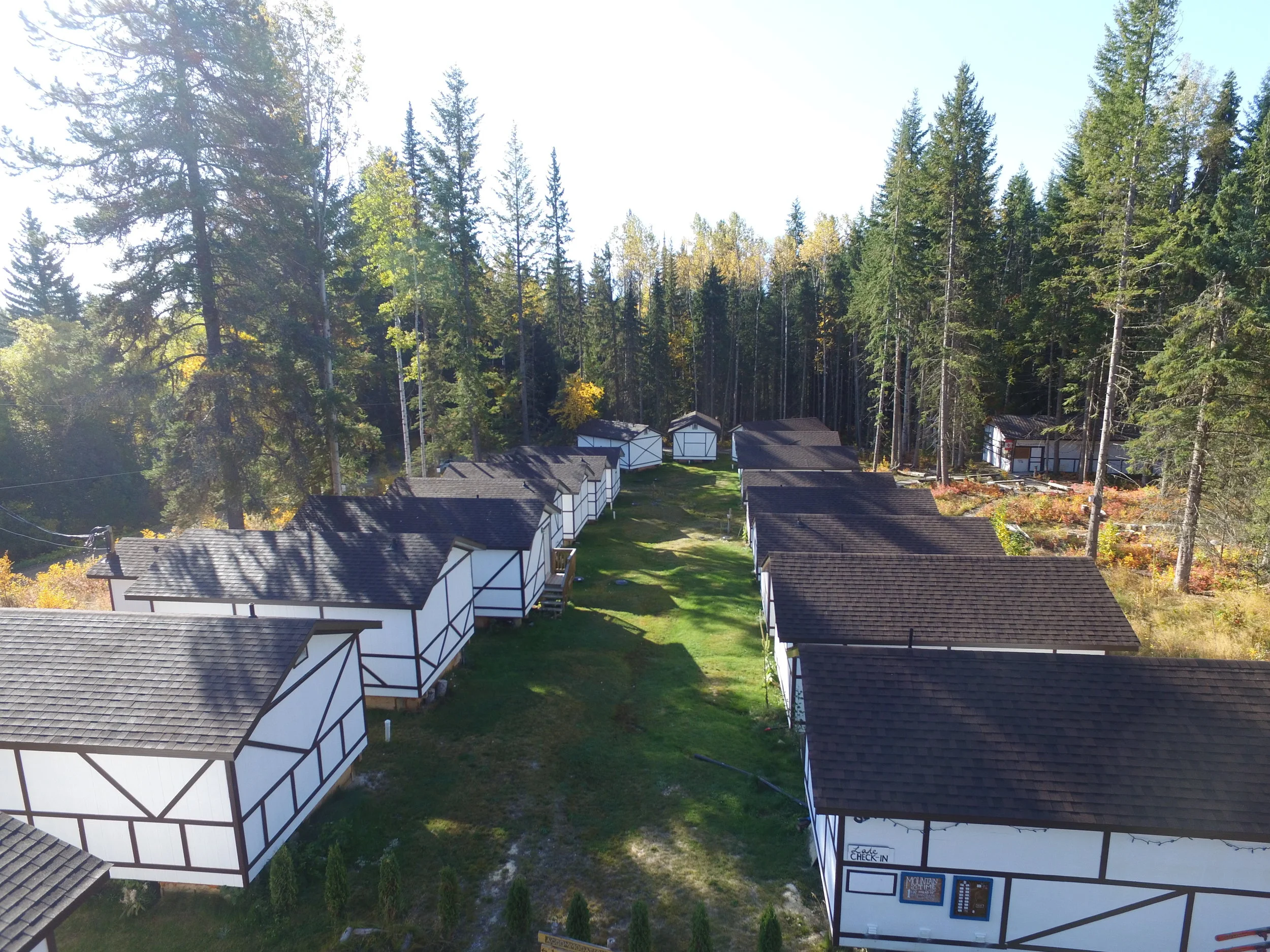Aerial view of the cabins.