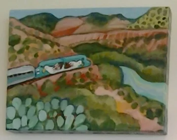 "River and Rails" original acrylic by Ellen Jo Roberts - $116 (12" x 9")