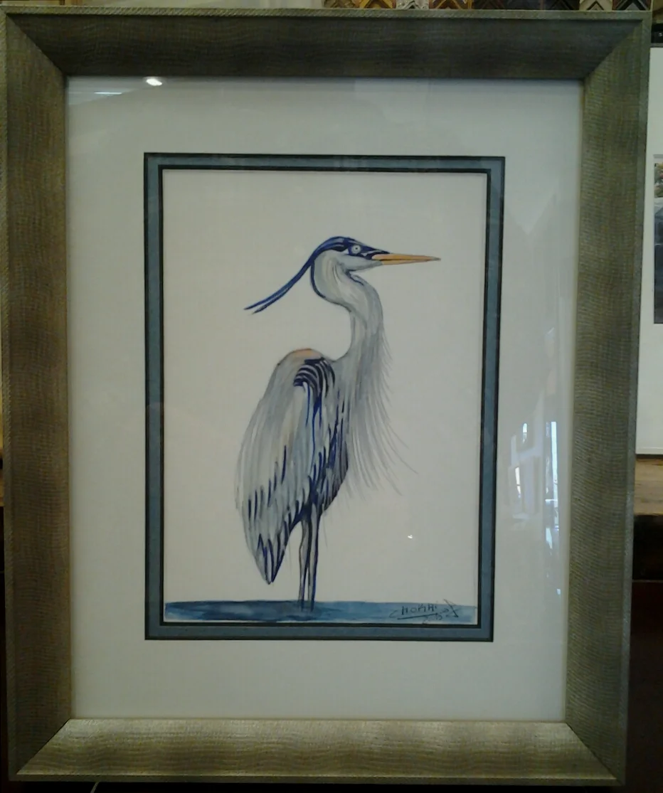 "Heron" original watercolor by Chokri Aoaud - $98 (9" x 11")