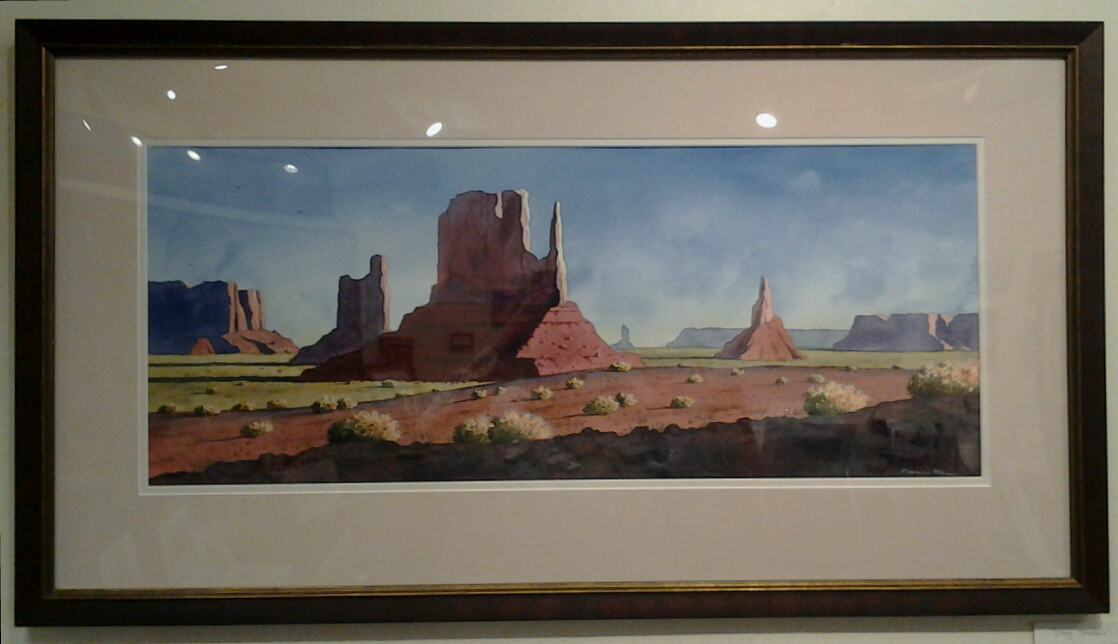 "Long Shadows" original watercolor by Pierre Mion - $1,300 (37" x 20")