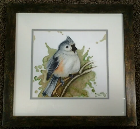 "Tufted Titmouse" original watercolor by Chokri Aoaud - $265 (17" x 16")