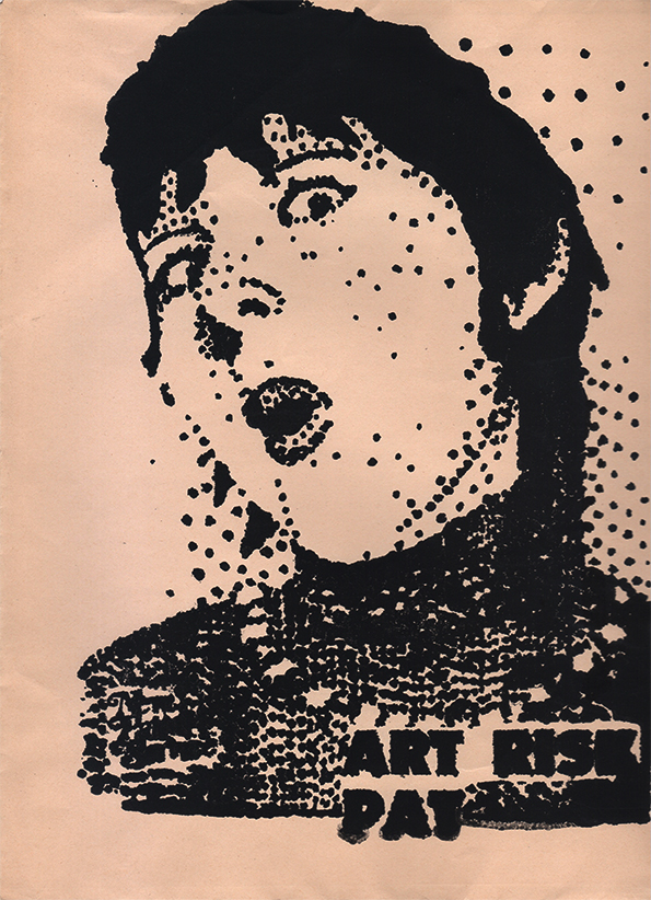 Pat Larter, Untitled Mail Art (Art Risk Pat) c.1980, Screen Print on Paper, 29 x 24 cm. © Courtesy the artist’s estate.