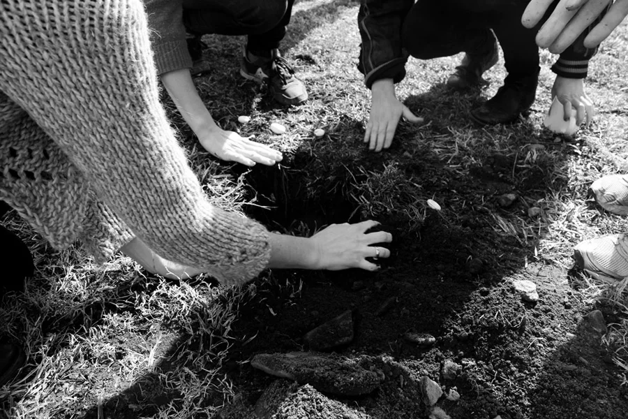 OFRENDA RITUAL (OFFERING RITUAL) 2013. Participatory performance. Ritualistic intervention. View of Ofrenda Ritual at The Wassaic Project, Wassaic, NY – Wassaic Artists Residency program, March 2013