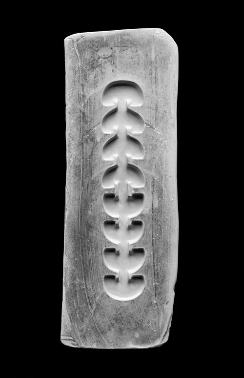 INTUIGRAMS (Seed Intuigram; Clay Table). 2013. Paper clay, soil and pigments. 10 × 4 in